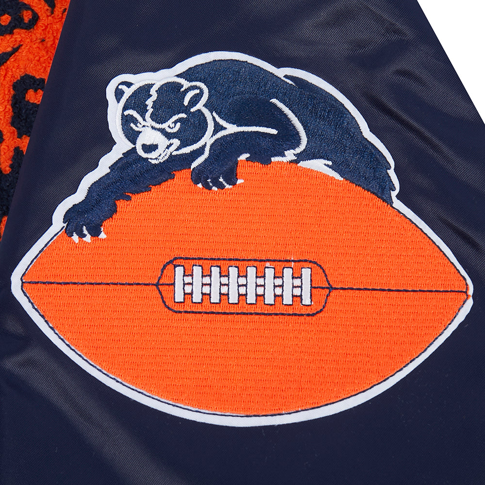 Chicago Bears Pro Standard Navy Satin Retro Classic Jacket product image 5, provided for visual reference and product detail