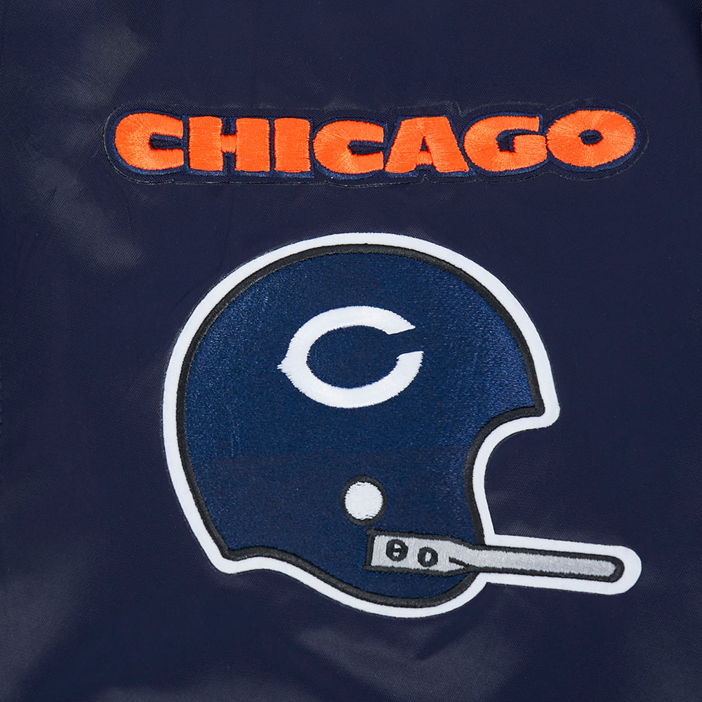 Chicago Bears Pro Standard Navy Satin Retro Classic Jacket product image 6, provided for visual reference and product detail