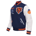 Chicago Bears Pro Standard Navy Varsity Retro Classic Jacket product image 1, provided for visual reference and product