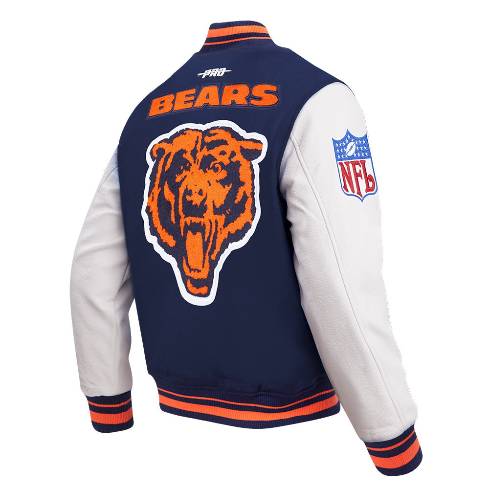 Chicago Bears Pro Standard Navy Varsity Retro Classic Jacket product image 2, provided for visual reference and product