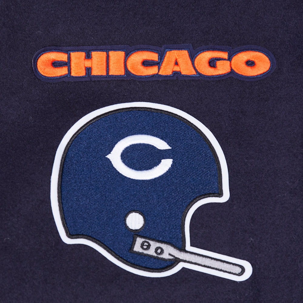 Chicago Bears Pro Standard Navy Varsity Retro Classic Jacket product image 4, provided for visual reference and product