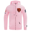 Chicago Bears Pro Standard Pink Full Zip Chenille Hoodie product image 1, provided for visual reference and product detail