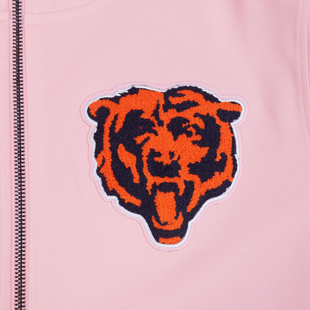 Chicago Bears Pro Standard Pink Full Zip Chenille Hoodie product image 5, provided for visual reference and product detail