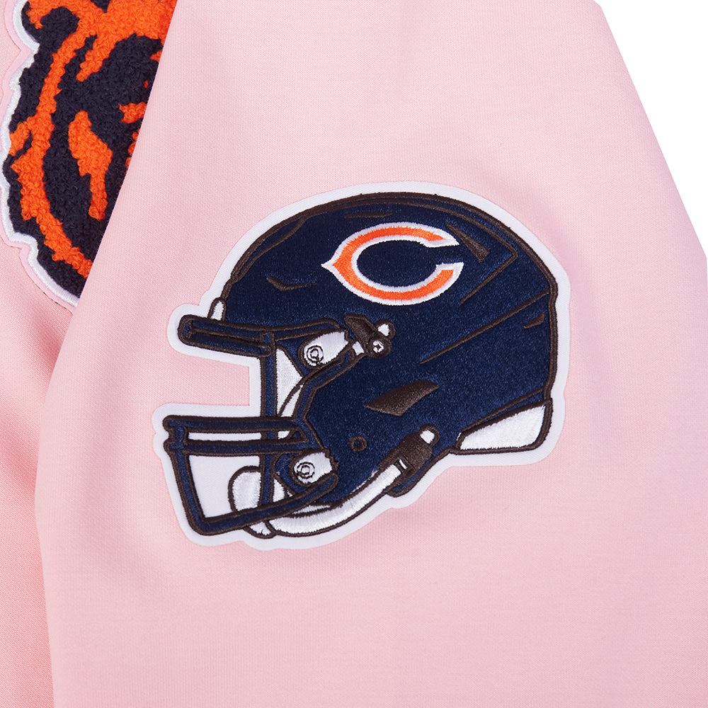 Chicago Bears Pro Standard Pink Full Zip Chenille Hoodie product image 6, provided for visual reference and product detail