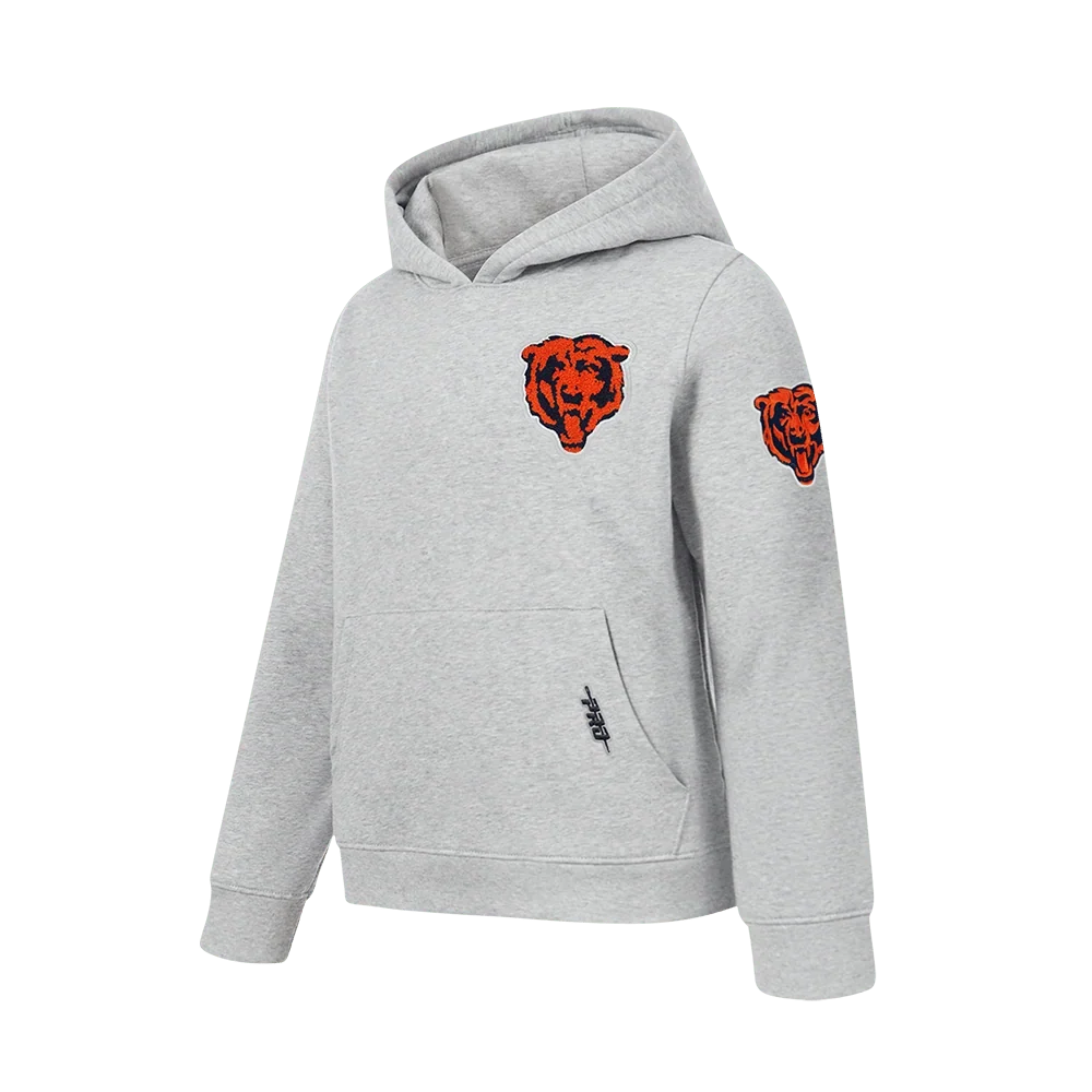 Chicago Bears Pro Standard Youth Grey Classic Chenille Fleece Hoodie product image 1, provided for visual reference and