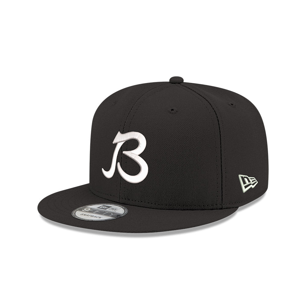 Chicago Bears Script B New Era 9FIFTY Black Snapback Hat product image 2, provided for visual reference and product detail