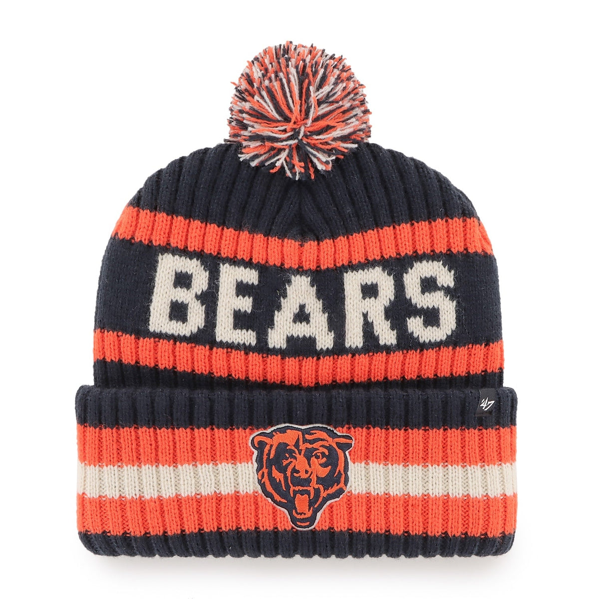 Chicago Bears '47 Historic Bering Navy Cuffed Knit Hat product image 1, provided for visual reference and product detail