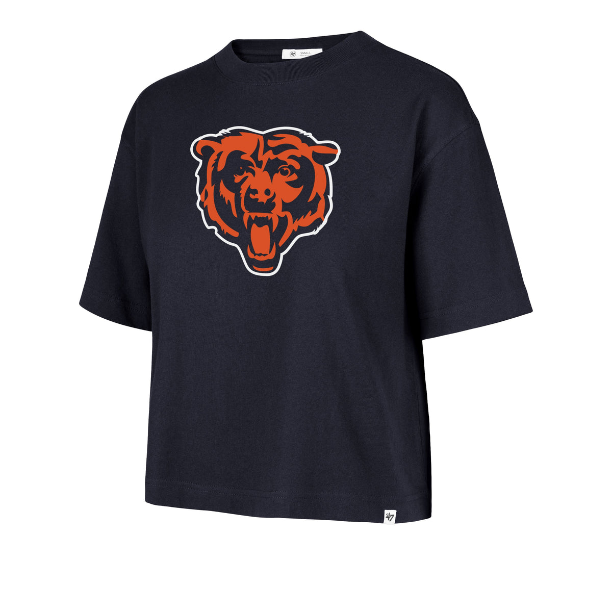 Chicago Bears '47 Women Navy Crop Top T-Shirt product image 2, provided for visual reference and product detail review