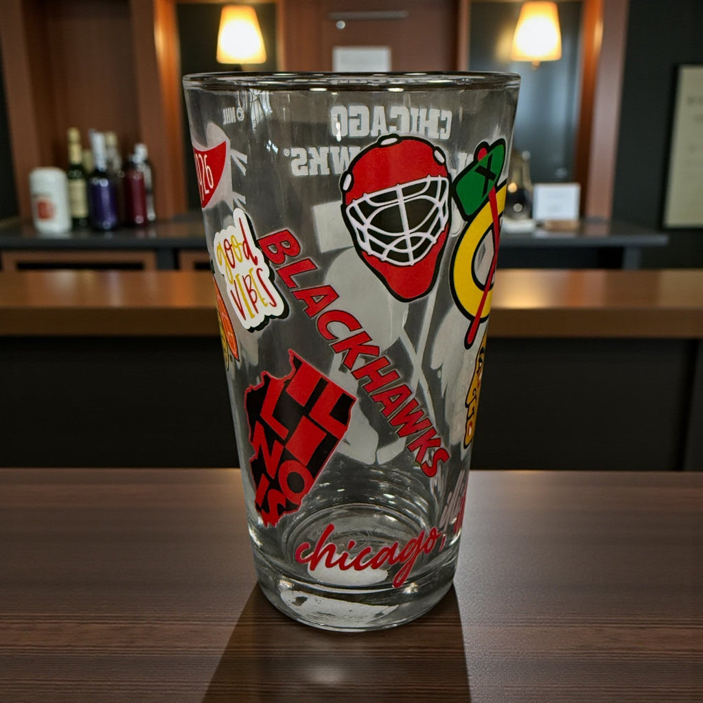 Chicago Blackhawks 16 oz. Native Design Pint Glass product image 3, provided for visual reference and product detail review