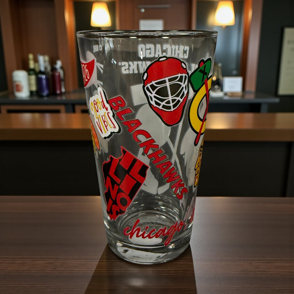 Chicago Blackhawks 16 oz. Native Design Pint Glass product image 3, provided for visual reference and product detail review