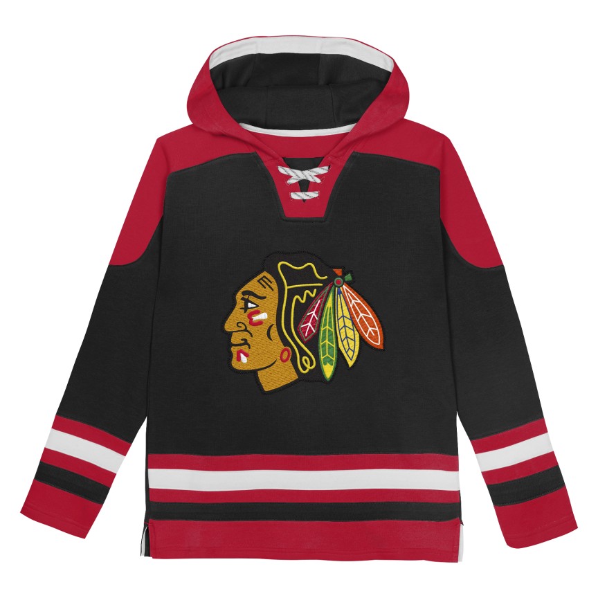 Chicago Blackhawks Black Prime Fleece Kids 4-7 Hoodie product image 2, provided for visual reference and product detail