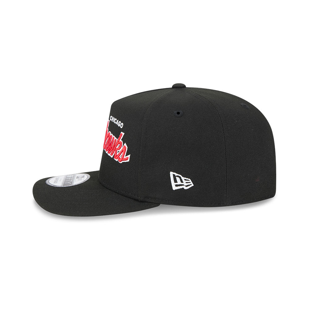 Chicago Blackhawks New Era 9FIFTY A-Frame Script Black Snapback Hat product image 5, provided for visual reference and