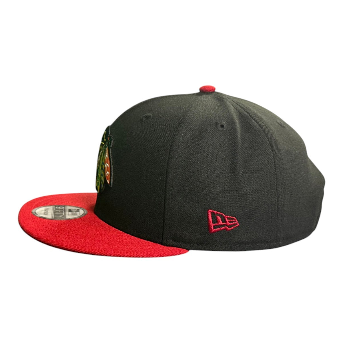Chicago Blackhawks New Era 9FIFTY Black/Red Snapback Hat product image 4, provided for visual reference and product detail