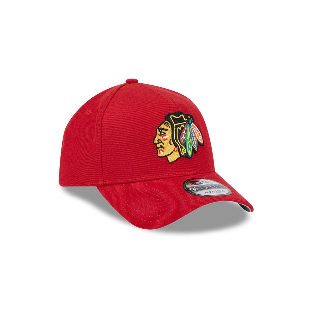 Chicago Blackhawks New Era 9FORTY A-Frame Red Adjustable Hat product image 2, provided for visual reference and product