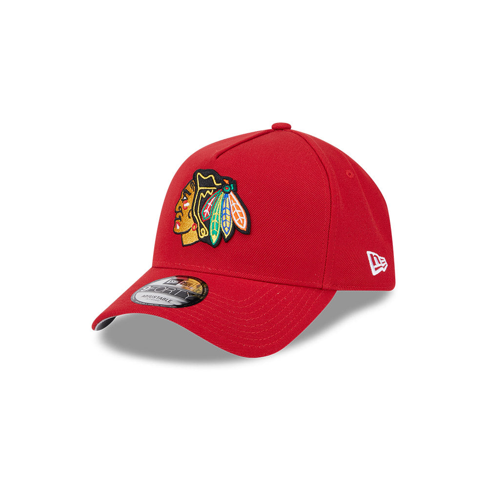 Chicago Blackhawks New Era 9FORTY A-Frame Red Adjustable Hat product image 3, provided for visual reference and product