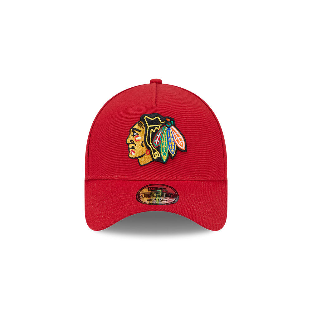 Chicago Blackhawks New Era 9FORTY A-Frame Red Adjustable Hat product image 1, provided for visual reference and product