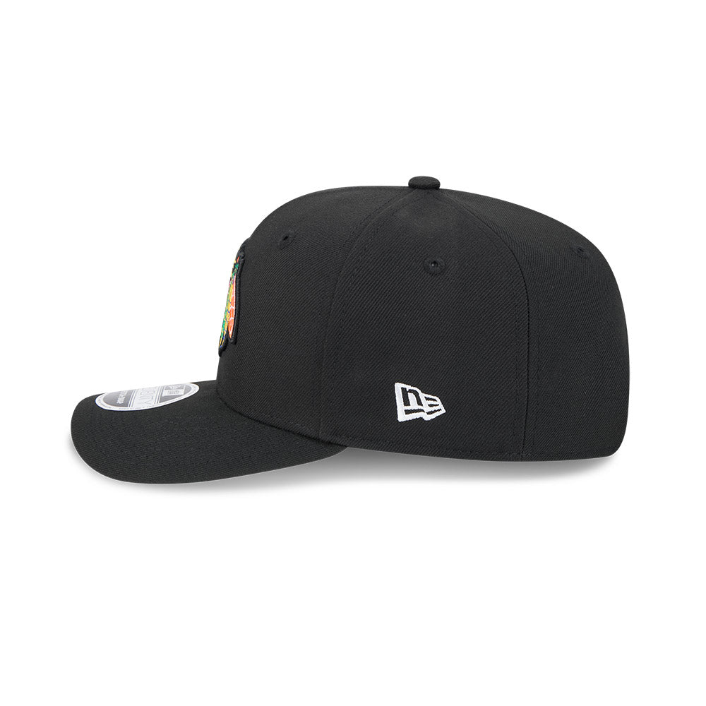 Chicago Blackhawks New Era 9SEVENTY Black Poly Stretch-Snap Adjustable Hat product image 7, provided for visual reference