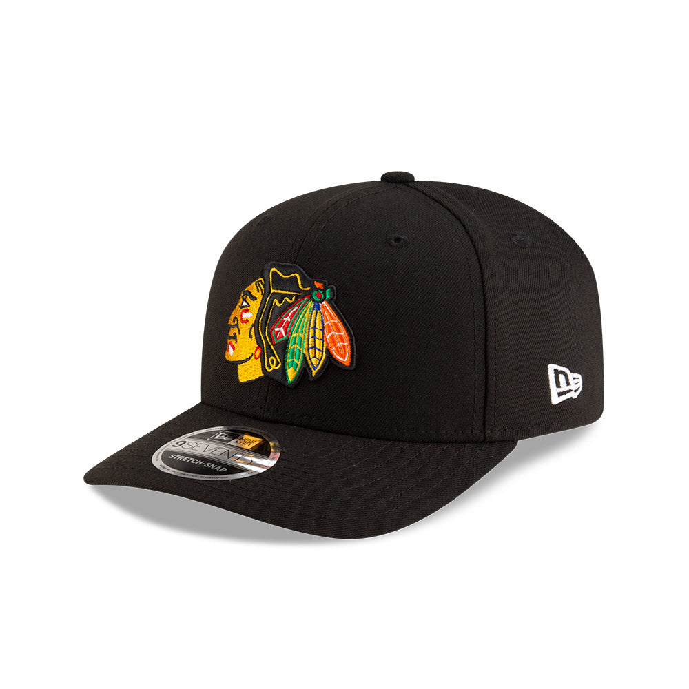 Chicago Blackhawks New Era 9SEVENTY Black Stretch-Snap Adjustable Hat product image 1, provided for visual reference and