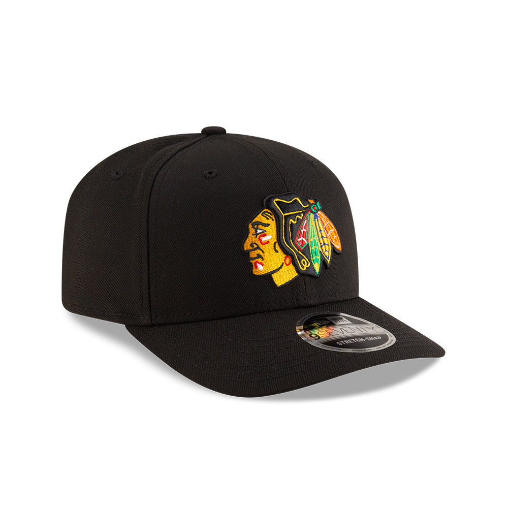 Chicago Blackhawks New Era 9SEVENTY Black Stretch-Snap Adjustable Hat product image 3, provided for visual reference and