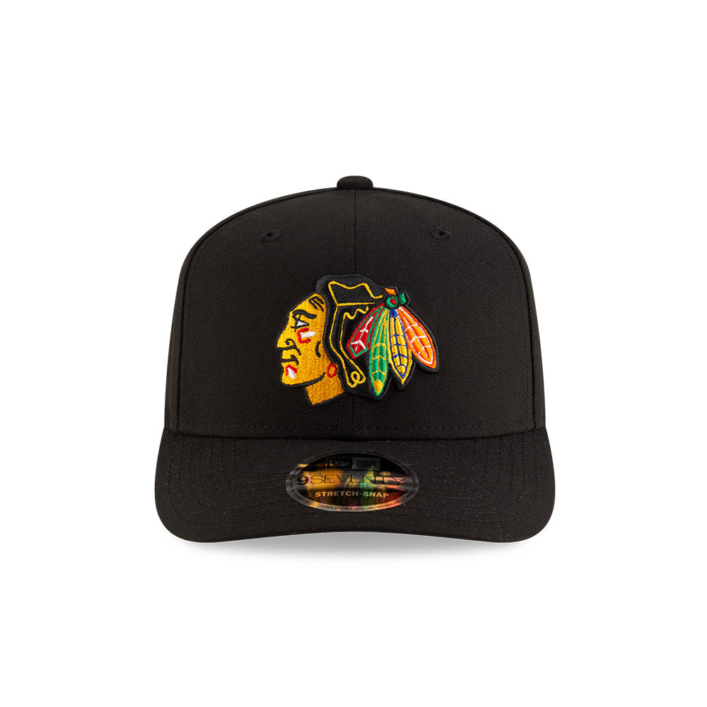 Chicago Blackhawks New Era 9SEVENTY Black Stretch-Snap Adjustable Hat product image 2, provided for visual reference and