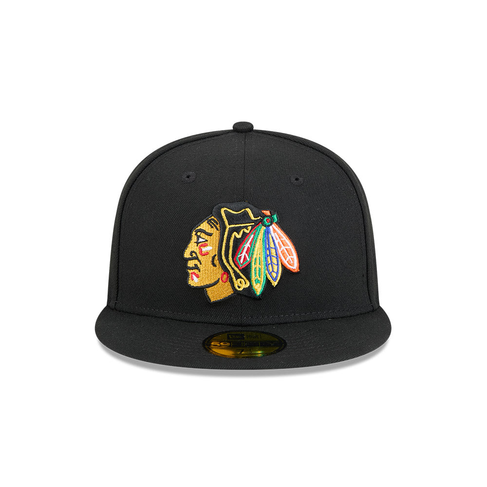 Chicago Blackhawks New Era Black 59FIFTY Fitted Hat product image 2, provided for visual reference and product detail review
