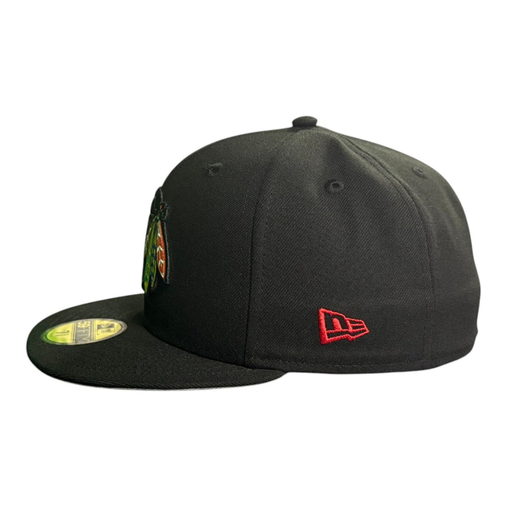 Chicago Blackhawks New Era Color Feathers Black 59FIFTY Fitted Hat product image 4, provided for visual reference and
