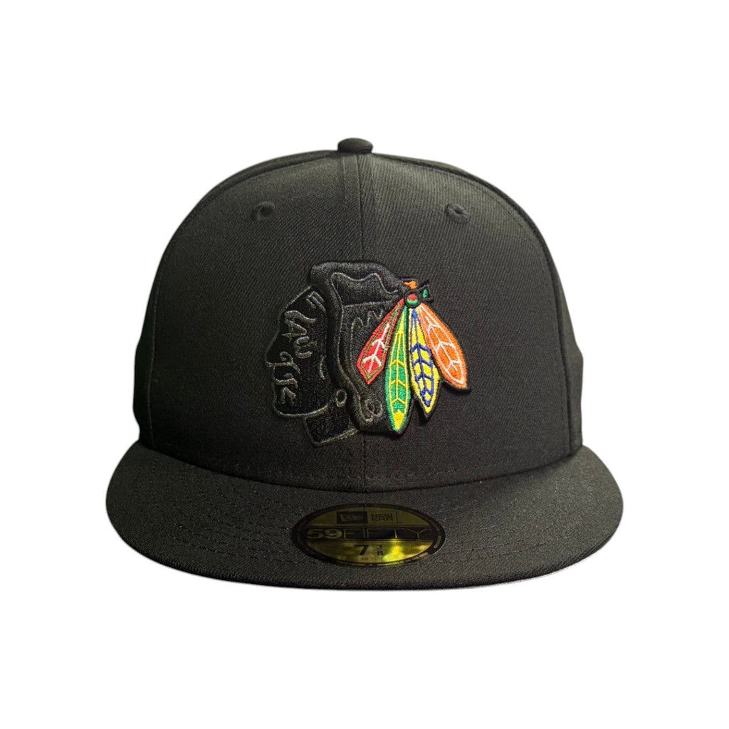 Chicago Blackhawks New Era Color Feathers Black 59FIFTY Fitted Hat product image 2, provided for visual reference and
