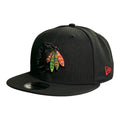 Chicago Blackhawks New Era Color Feathers Black 9FIFTY Snapback Hat product image 1, provided for visual reference and