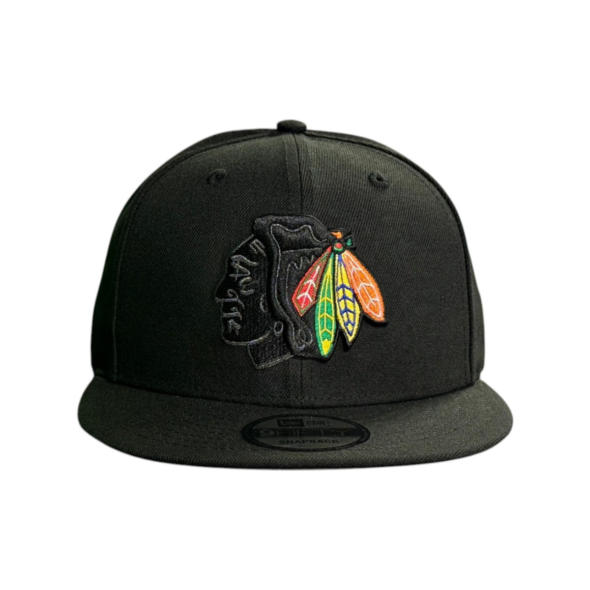 Chicago Blackhawks New Era Color Feathers Black 9FIFTY Snapback Hat product image 2, provided for visual reference and