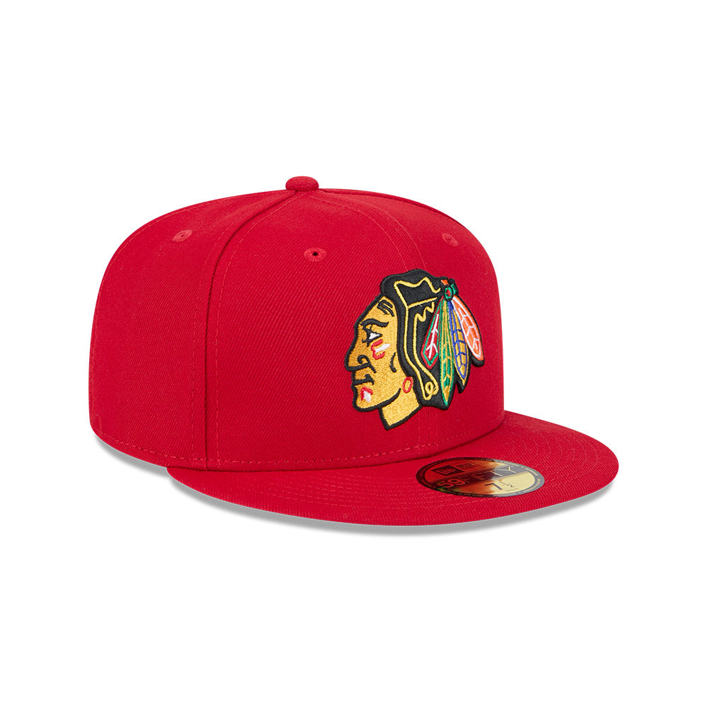 Chicago Blackhawks New Era Red 59FIFTY Fitted Hat product image 3, provided for visual reference and product detail review