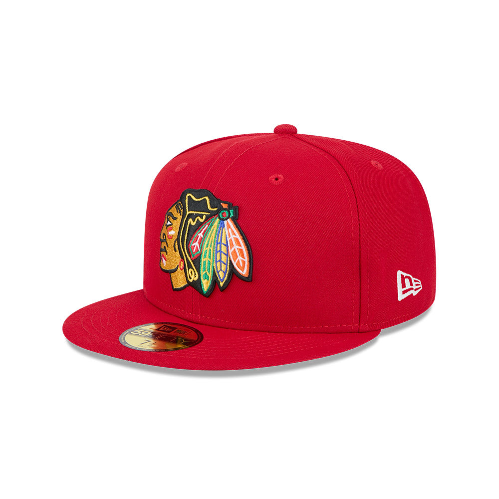 Chicago Blackhawks New Era Red 59FIFTY Fitted Hat product image 1, provided for visual reference and product detail review