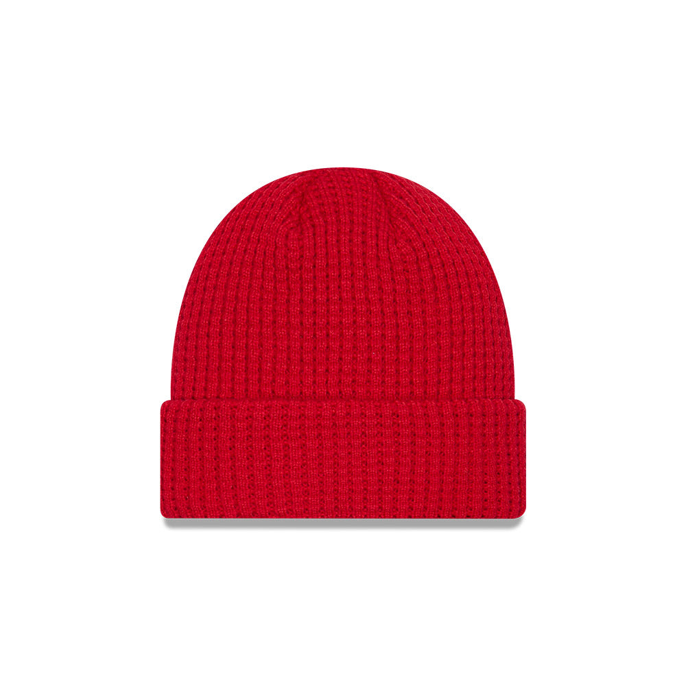 Chicago Blackhawks New Era Red Waffle Knit Hat product image 2, provided for visual reference and product detail review