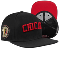 Chicago Blackhawks Pro Standard Black Chicago Snapback Hat product image 1, provided for visual reference and product detail