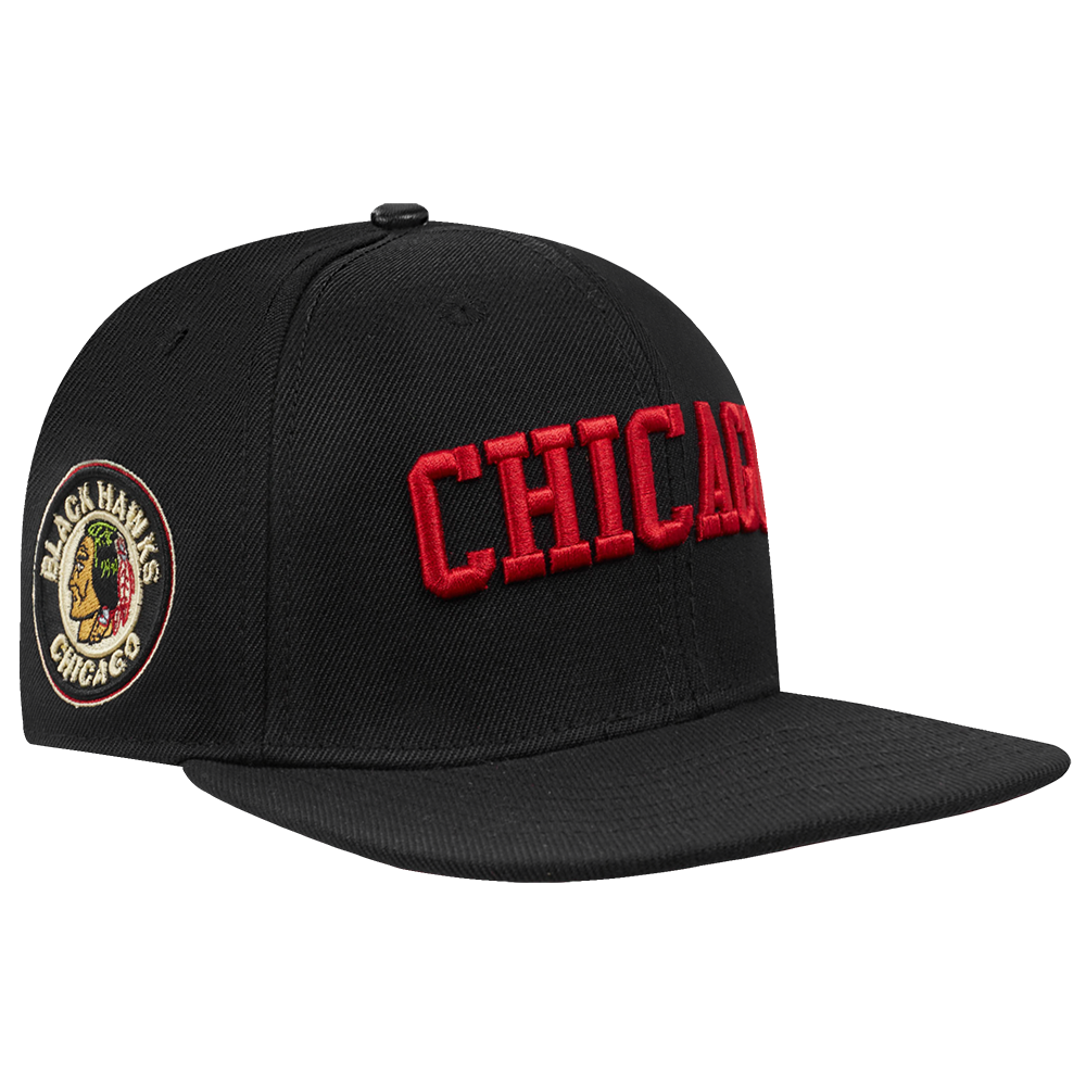 Chicago Blackhawks Pro Standard Black Chicago Snapback Hat product image 4, provided for visual reference and product detail