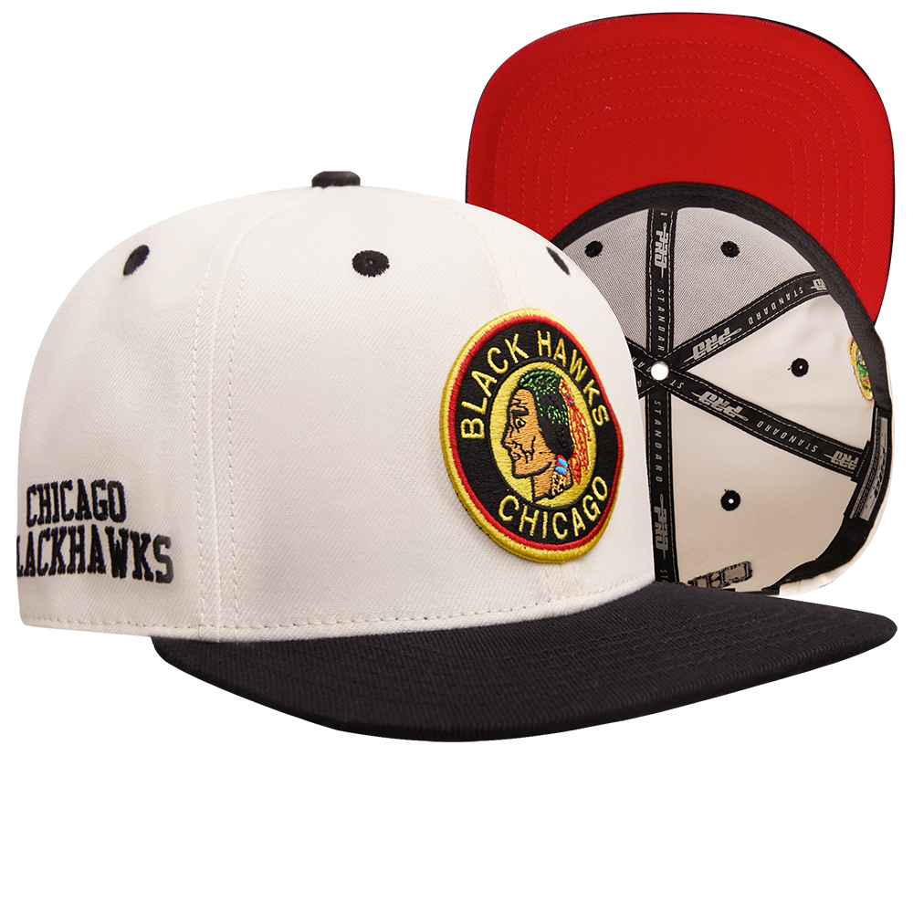 Chicago Blackhawks Pro Standard Eggshell Retro Classic Snapback Hat product image 1, provided for visual reference and