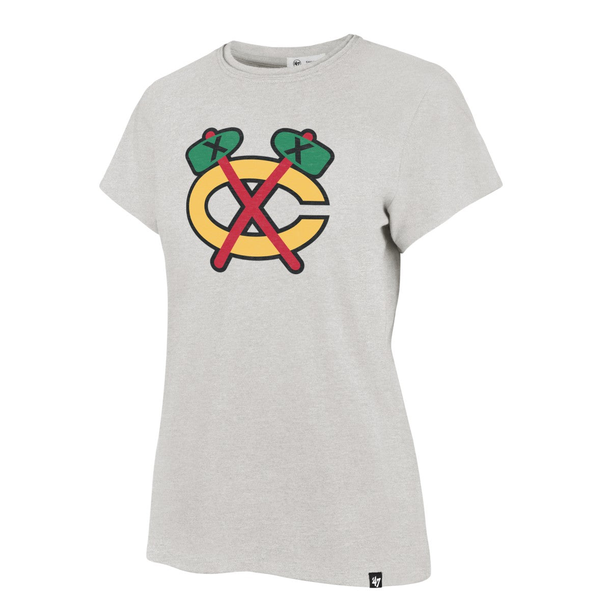 Chicago Blackhawks '47 Women Grey Tomahawk Frankie T-Shirt product image 2, provided for visual reference and product detail