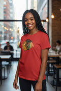 Chicago Blackhawks '47 Women Red Primary Logo Frankie T-Shirt product image 1, provided for visual reference and product