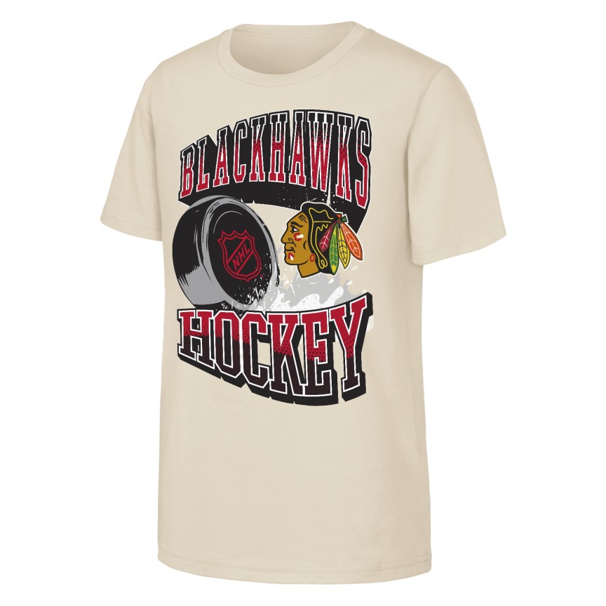 Chicago Blackhawks Youth Sport Core Natural Slasher T-Shirt product image 1, provided for visual reference and product