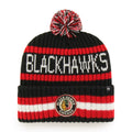 Chicago Blackhawks '47 Bering Black Cuffed Knit Hat product image 1, provided for visual reference and product detail review