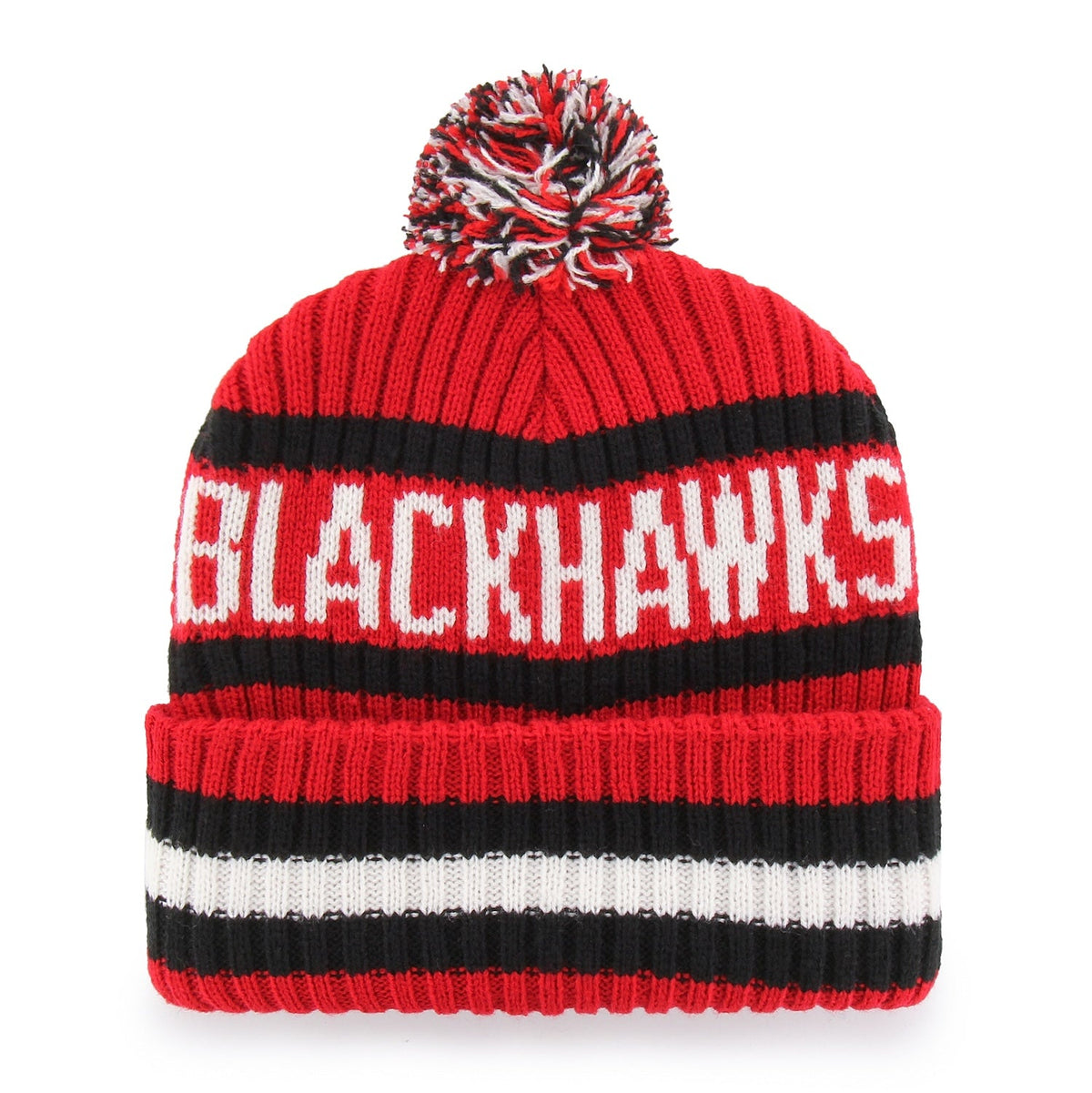 Chicago Blackhawks '47 Bering Red Cuffed Knit Hat product image 2, provided for visual reference and product detail review