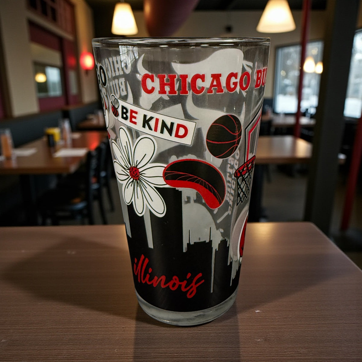 Chicago Bulls 16oz. Native Design Pint Glass product image 3, provided for visual reference and product detail review