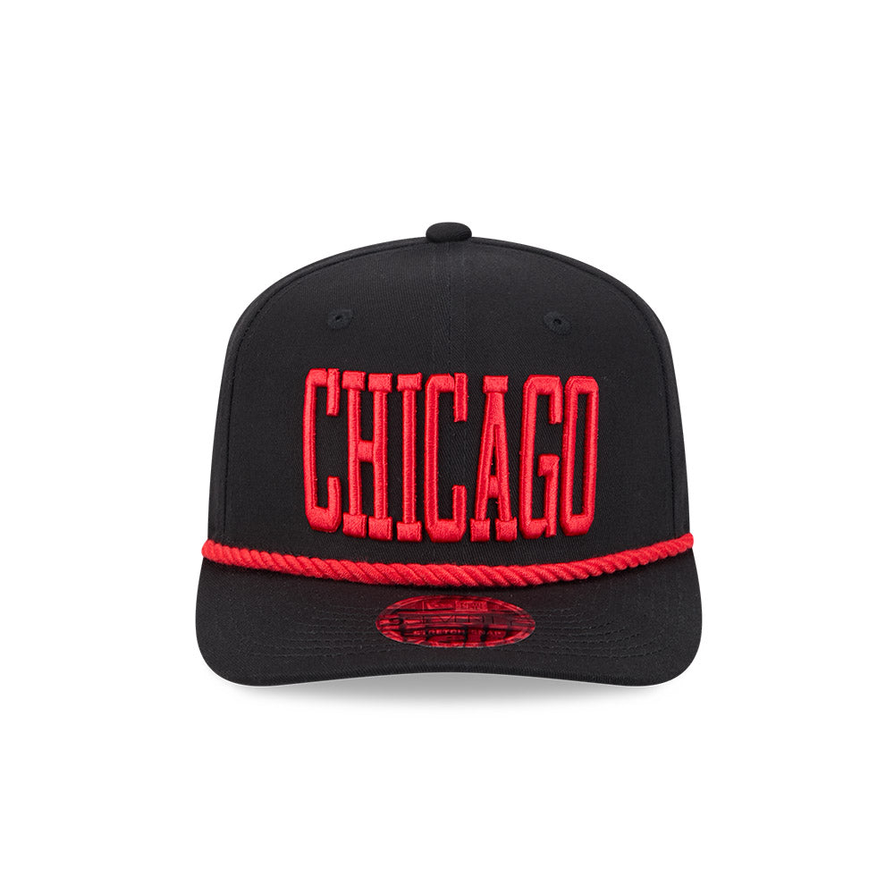 Chicago Bulls New Era 9SEVENTY Black Wordmark Stretch-Snap Adjustable Hat product image 2, provided for visual reference and