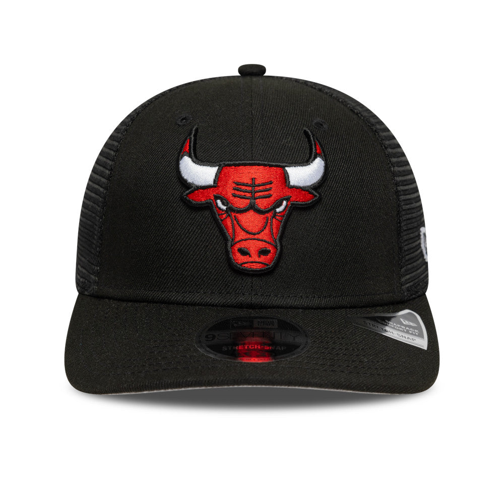 Chicago Bulls New Era Black 9SEVENTY Trucker Stretch-Snap Adjustable Hat product image 2, provided for visual reference and