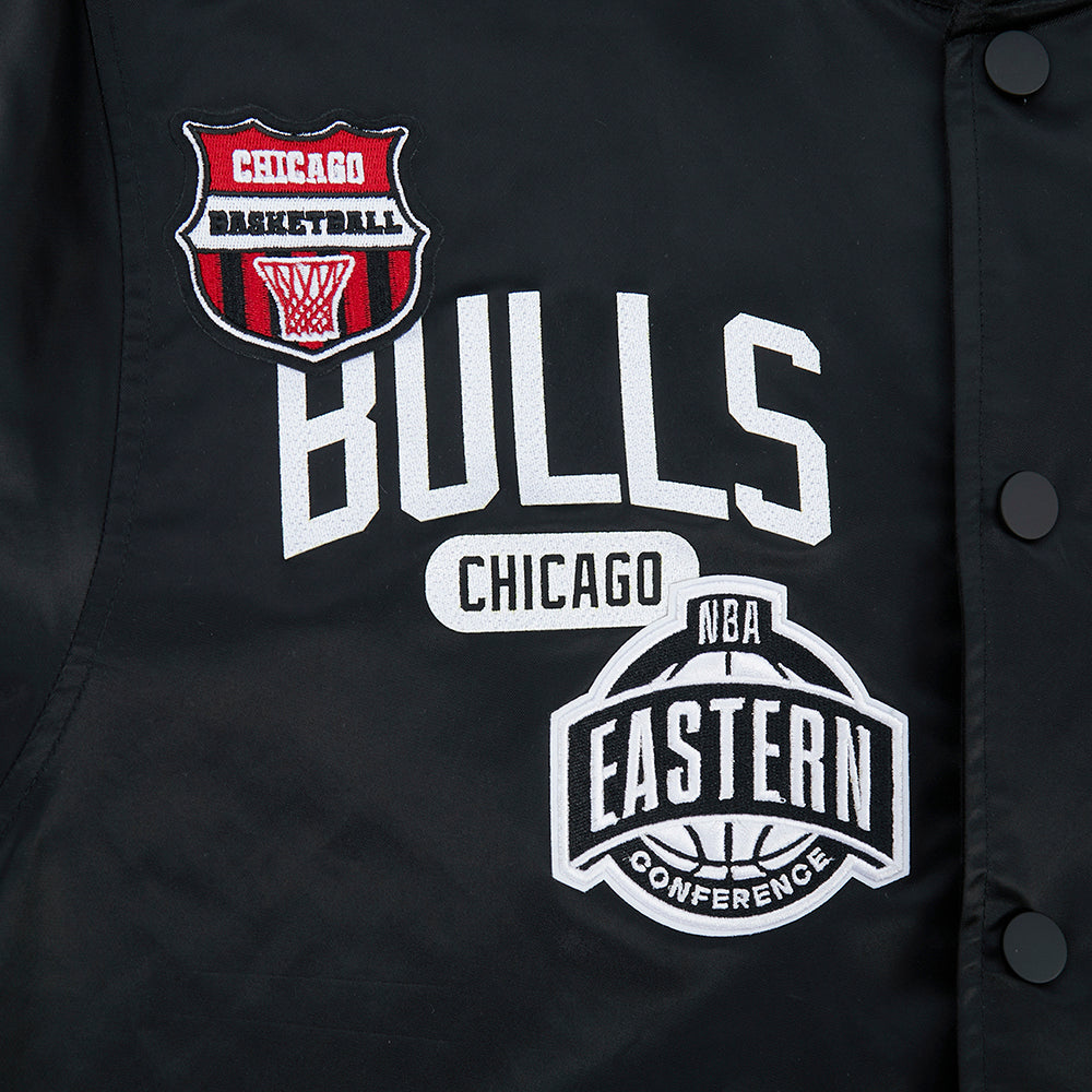 Chicago Bulls Pro Standard Black Satin Letterman Jacket product image 9, provided for visual reference and product detail