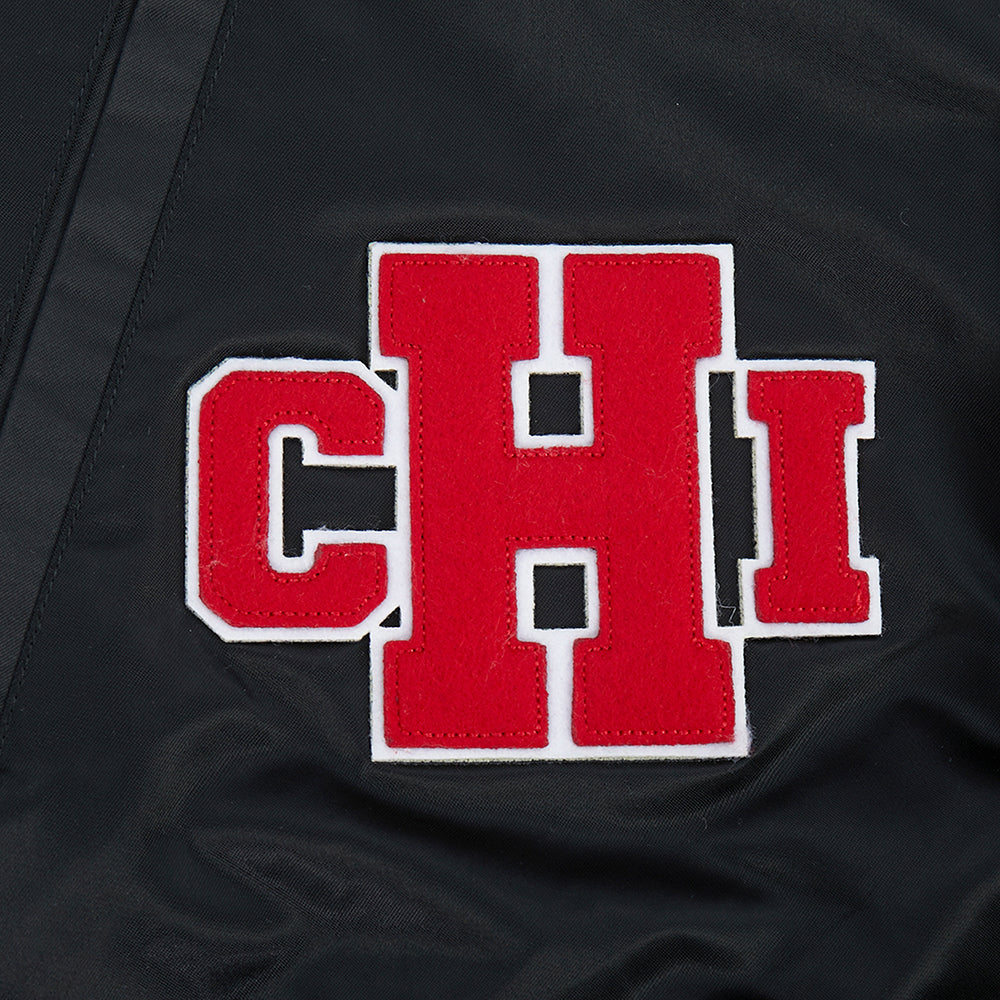 Chicago Bulls Pro Standard Black Satin Letterman Jacket product image 10, provided for visual reference and product detail
