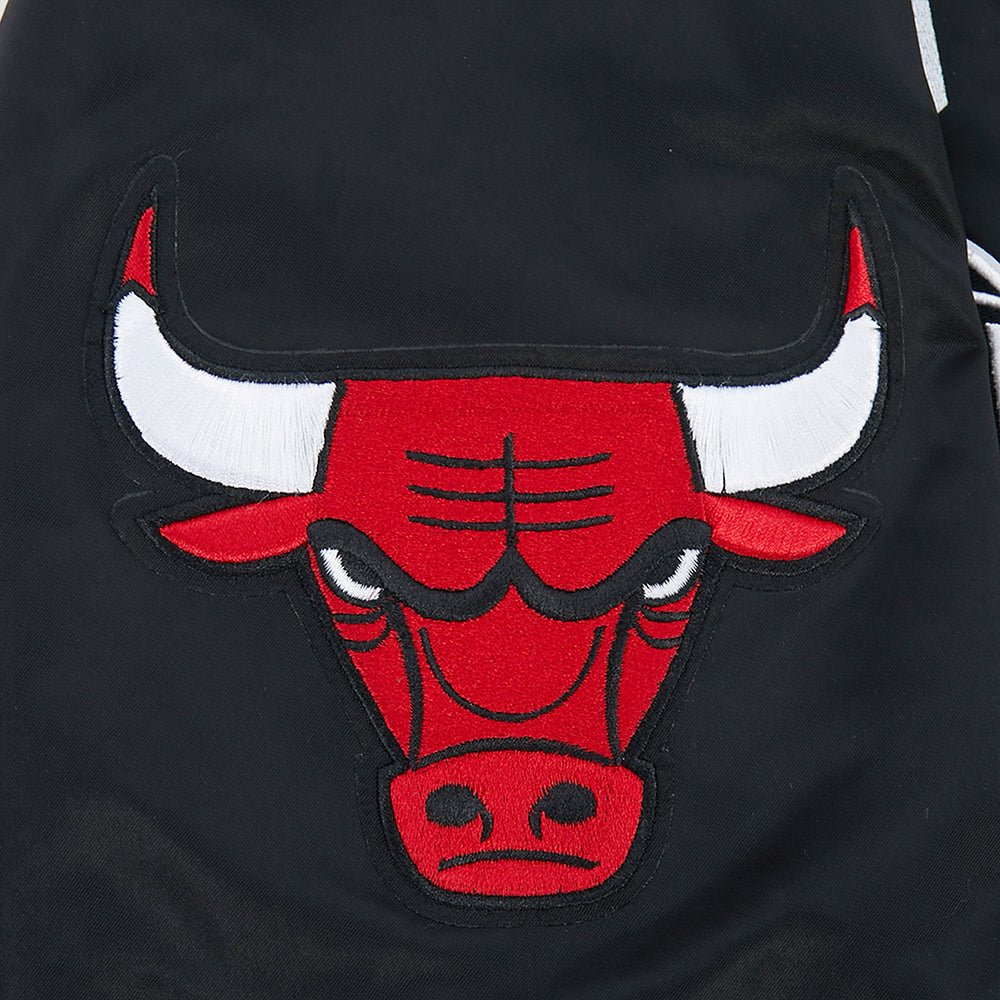 Chicago Bulls Pro Standard Black Satin Letterman Jacket product image 11, provided for visual reference and product detail