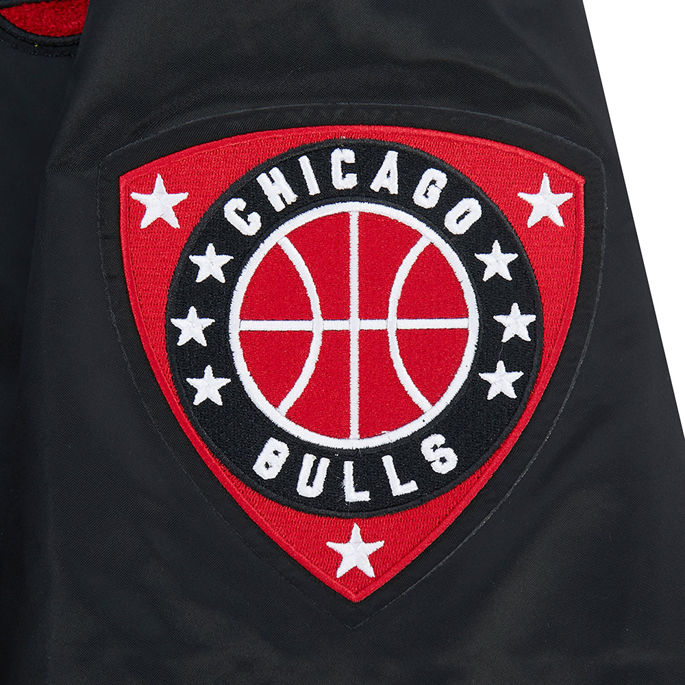 Chicago Bulls Pro Standard Black Satin Letterman Jacket product image 6, provided for visual reference and product detail