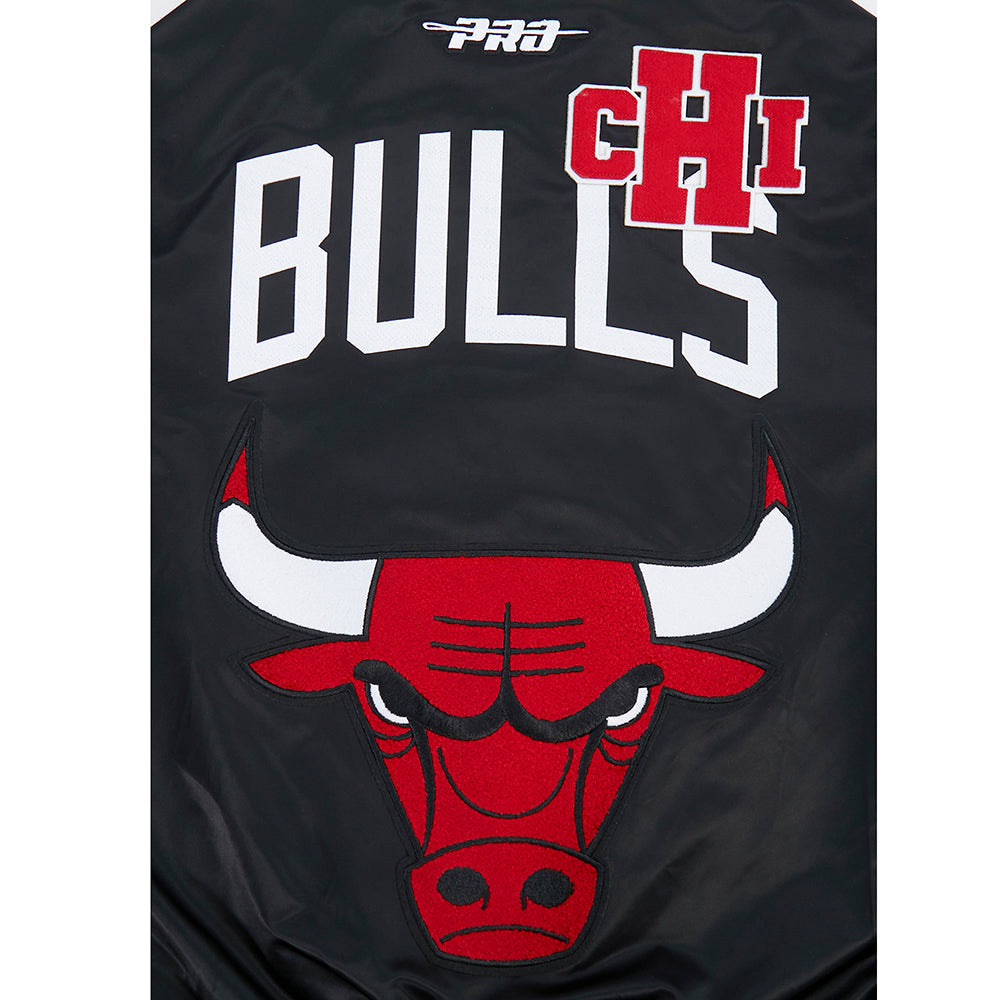 Chicago Bulls Pro Standard Black Satin Letterman Jacket product image 7, provided for visual reference and product detail