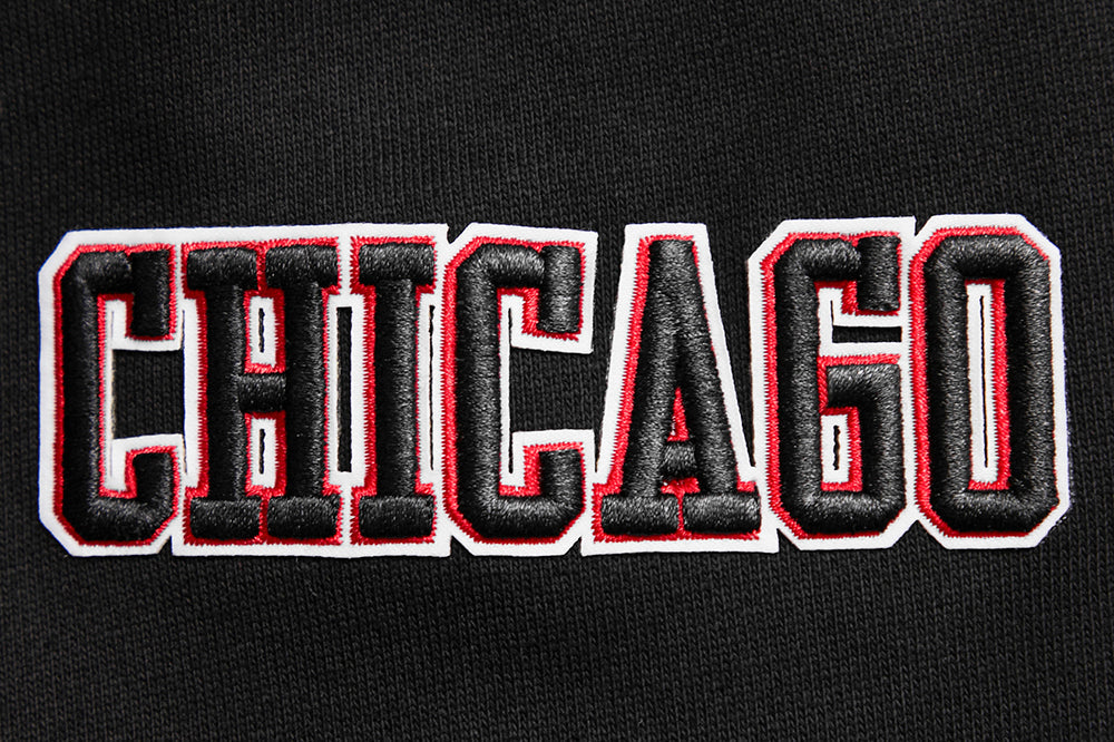 Chicago Bulls Pro Standard Men Black Script Tail Ribbed Fleece Hoodie product image 6, provided for visual reference and
