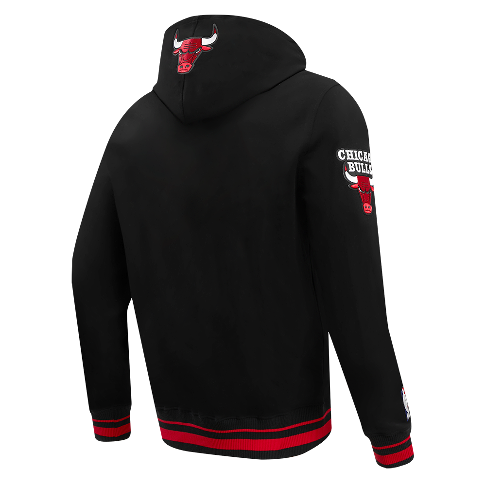 Chicago Bulls Pro Standard Men Black Script Tail Ribbed Fleece Hoodie product image 4, provided for visual reference and